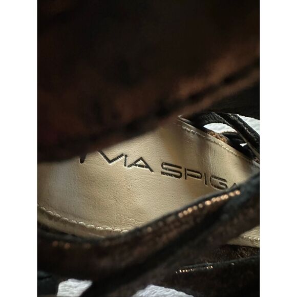 Via Spiga women’s Metallic Brown Shiny Copper Lace Up Stiletto - 7.5 / 38 - Picture 9 of 9